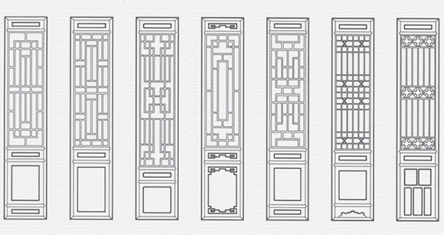 湛河常用中式仿古花窗图案隔断设计图